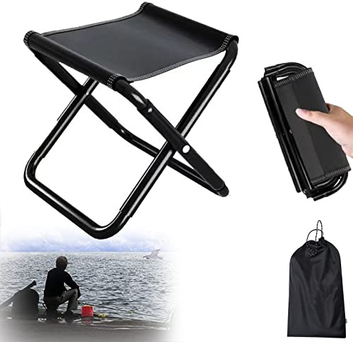 Fällbar pall campingpall, bärbar hopfällbar pall med bärväska, utomhus lätt hopfällbar pall för camping, fiske, picknick, resor och vandring för vuxna och barn (svart)