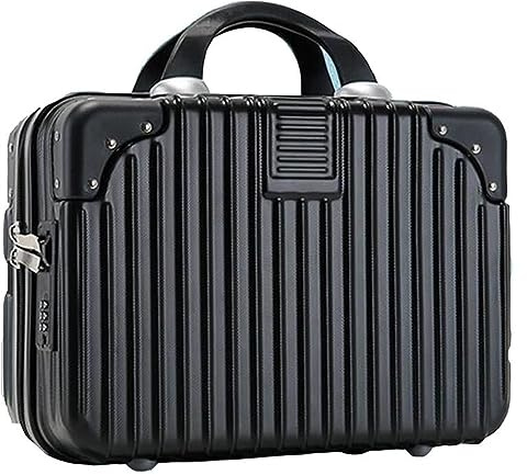 PAREKS Large Capacity Hand Luggage, Combination Suitcase, Small Lockable Vanity Case, For Travel Boarding Documents Vanity Case (Color : Black, Size : 14in) (Color : Black, Size : 16in)