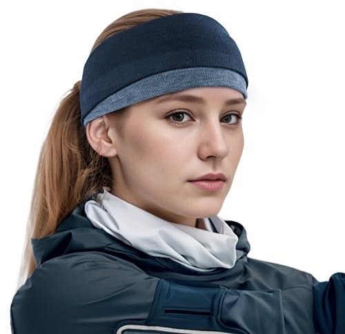 Sukeen Ear Warmer Headband for Women, Double-Layer Warm Winter Headbands for Women, Ear Muffs for Running Cycling Sports, Navy Blue, Size M