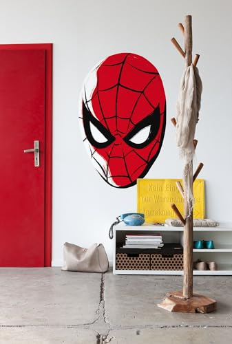 Selbstklebende Vlies Fototapete/Wandtattoo - Spider-Man Headshot - Größe 125 x 125 cm - Tapete, Wanddekoration, Kinderzimmer, Marvel