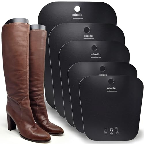 MIMILU 10 Pieces (5 Pairs) Boot Shaper Form Inserts. Stand Up Shape Holder For All Types Of Boots (Black, 14 Inch)