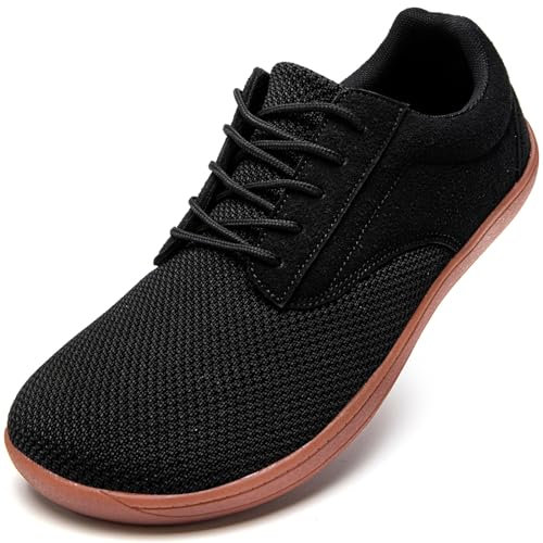 JUEQIBAA Homme Chaussures Pieds Nus Orteil Large Baskets Minimaliste Chaussures Décontractées Respirant Poids Léger pour Marcher Courir L'haltérophilie Noir 46