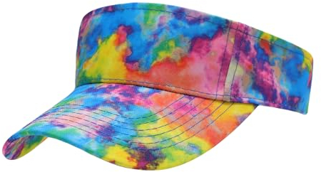 ZLYC Damen Sommer Sonnenschild Golf Visor Cap mit Klettverschluss(Krawatte Bunt gefärbt),Einheitsgrößt