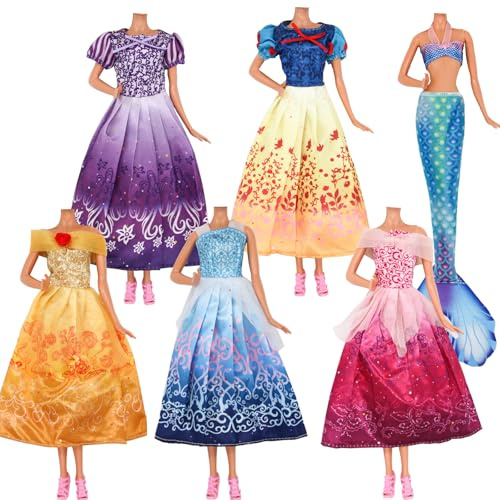 ZTWEDEN Classic Princess Dress for 11.5 inch Girl Dolls Wedding Party Dresses Gown for 30cm Girl Doll (6 Styles)