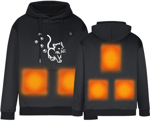 Battnot Beheizbare Hoodie Damen Herren USB Beheizter Pullover 5 Heizzonen Beheizte Kapuzenpullover Elektrisch Beheizbare Sweatshirt mit Kapuze Sweatshirt Bluse Tops Beheizte Hoodies für Männer Frauen