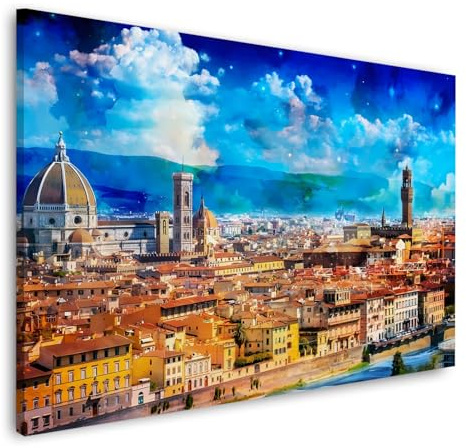 Quadro moderno stampa su tela Italia Firenze panorama con il duomo e cielo luminoso canvas Dimensione 60x40x2cm