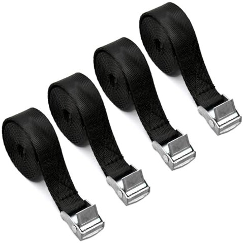 SYEYCW 4 Pcs Black Tie Down Straps, 1M x 20mm Adjustable Tie Heavy Duty, Ratchet Lashing Straps, Roof Rack Belts, Tensioning Belts with Quick Release Cam Bukle, for Motorcycle, Trucks, Cargo