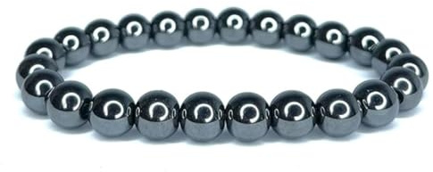 Vera Mentis Hematitarmband - 8 mm naturstenar - skydd, ankare och vitalitet - autentiskt energetiskt smycke - elegant unisex armband för kvinnor och män - tidlös presentidé
