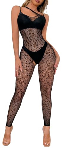 Buitifo Lencería Sexy para Mujer,Body de red,con Estampado de Leopardo,para Rave (negro t9, Talla única)
