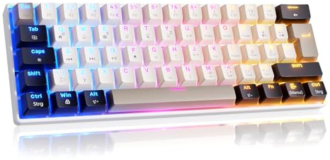 FREEWOLF Magic-Refiner Kabelgebundenes 60 % Gaming-Tastatur mit deutschem Layout, QWERTZ, Magnet-Schalter, 8K Hz, Ultra-Präzision 0,04mm RT, Zweisprachige Tastenkappen, RGB (Weiß)