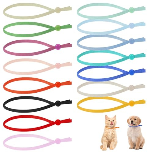 Valphalsband, set med 75 st stretchiga valpar, 15 färger, justerbara ID-halsband, identifieringshalsband för nyfödda, valpar, kattungar