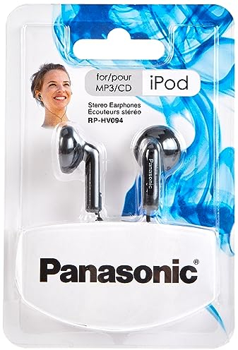 Panasonic RP-HV094 Auriculares Internos Estéreo con Cable, In-Ear, para Móvil, MP3/MP4, Diseño de Ajuste Cómodo, Mini Jack 3,5 mm, Negro