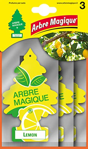 Arbre Magique, Parfumeur Voiture, Parfum Citron, Parfum Frais et fruité, durée jusqu'à 7 semaines, fabriqué en Italie, Format Multipack de 3 pièces