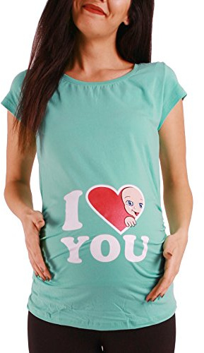 I Love You – Roligt roligt sött mammamode med motiv mammaskjorta för graviditet t-shirt graviditetsskjorta, kortärmad, Mint, M