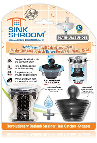 SinkShroom Combo Edition Revolutionary Bathroom Sink Drain Protector Hair Catcher, Strainer, Snare, Plus StopShroom Stopper