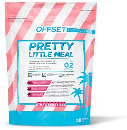 OFFSET Nutrition Abnehm Shake Strawberry Bay [nur 208 KCAL pro Shake] - 28 Portionen | Mahlzeitersatz | Diät Shake mit 24 Vitaminen & Mineralien | Glutenfreie Trinkmahlzeit