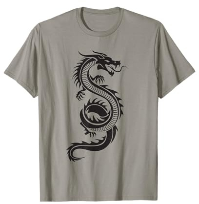 Martial Arts Red Chinese Firedrake T-Shirt Dragon Print Art T-Shirt