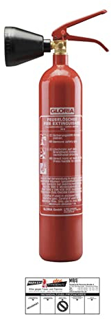 Gloria - 2kg CO2 Feuerlöscher - KS 2 ST - Kohlendioxidlöscher - f. elektrischen Anlagen u. EDV - inkl. Prüfnachweis