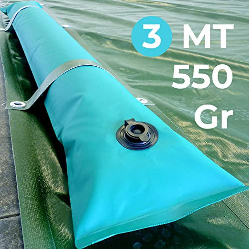 ZEFIRO Tubolare Perimetrale Rinforzato in PVC Verde per Telo di Copertura Invernale per Piscina - Lunghezza MT. 3 da 600 Gr/Mq - 0,96 mm Spessore - Alta Qualità - NOVITA' - MADE IN ITALY