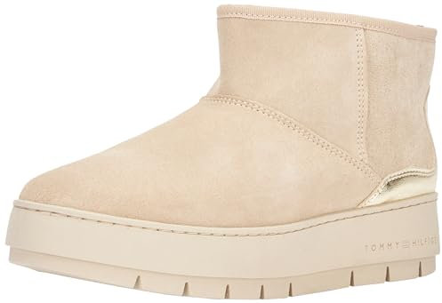 Tommy Hilfiger Damen Low Boot Stiefel Wildleder, (White Clay), 38