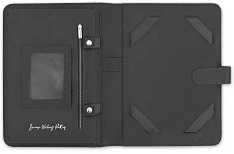 Me Loovely Faux Leather Stationery Organiser Paper Cards & Document Organizer with Business Card Holders & Pen Holder (Black)