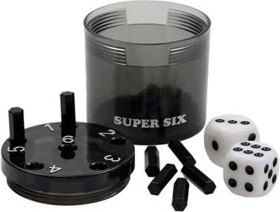 BestSaller 3013 Super Six - Juego de Dados (plástico ABS, también para Viajes, 36 Palillos y 2 Dados), Color Negro