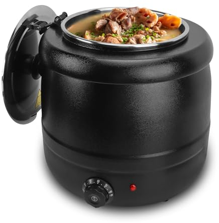 10L Elektrischer Suppentopf, Suppenkessel Suppen- und Thekenkessel Suppenwärmer mit Abnehmbare Edelstahl Innenbehälter zum Suppe Käse Glühwein 30-85 °C 400W (EU-Stecker 220 V)