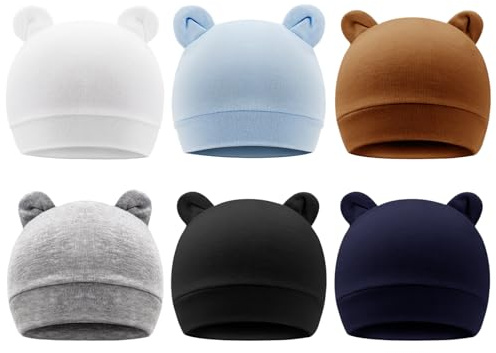 DRESHOW Bébé Bonnet Nouveau-né Bambin Doux Mignon Tricoté Chapeau pour Bébés Garçons Enfant Casquette Bonnets, 0-6 mois, 6 Pack Bear Ears: Set-7UK