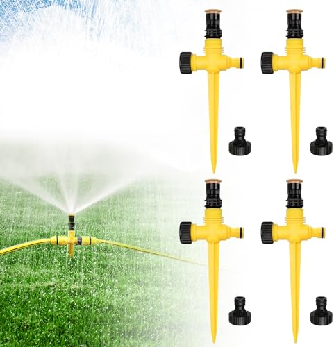 Arroseur de Jardin, 4 Pièces Arroseur de Pelouse, Arroseur Automatique 360° Rotatif, Pelouse Réglable Pulvérisateur d'eau, Arrosage Automatique pour Jardin, Cour, Pelouse