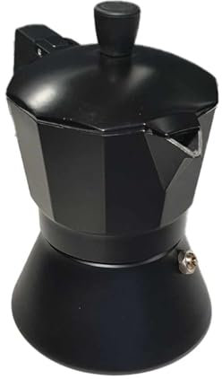 A2ZWORLD Cafetera Moka de aluminio, antideslizante y resistente, color negro, capacidad 3 o 6 tazas (6 tazas)
