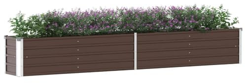 Myheimly Garten-Hochbeet Pflanzkübel Pflanzkasten Verzinkter Stahl 320×40×45 cm Braun