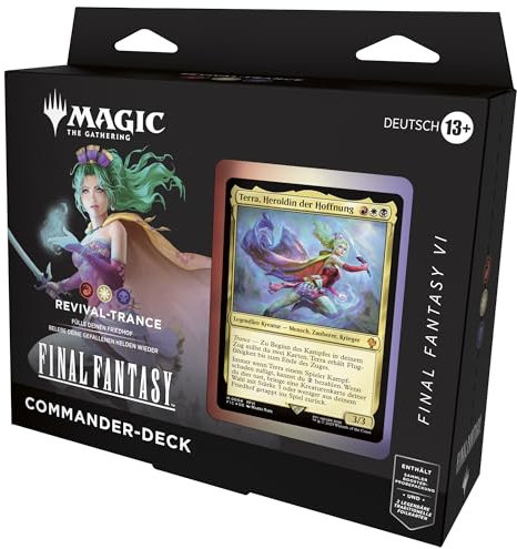 Magic: The Gathering FINAL FANTASY VI Commander-Deck – Revival-Trance (Deck mit 100 Foilkarten, Sammler-Booster-Probepackung mit 2 Karten + Zubehör) (Deutsche Version)