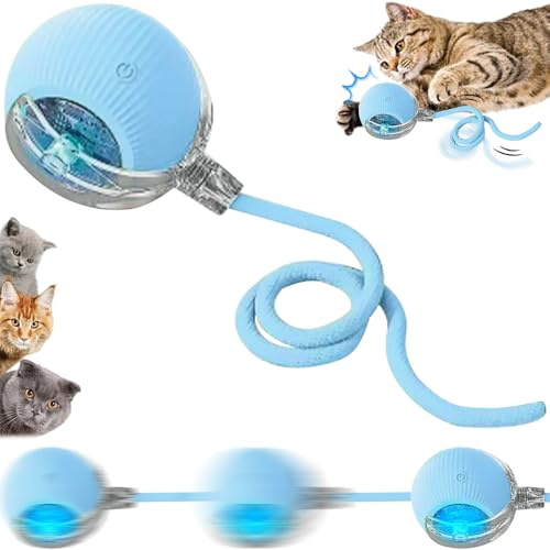 SORNEICDR Nuova palla interattiva per cani, giocattolo interattivo per gatti, giocattolo interattivo a 360°, palla di rotolamento automatico intelligente per gatti e cani (blu)