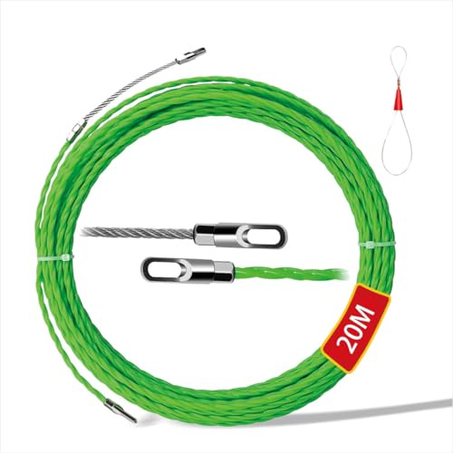 20m Sonda Passacavi Professionale,4.5mm Sonda Elettricista Molla Elettrica Con 2 Molle Guida, Adatta A Tubi Di Tiraggio Cavi Con Curve Strette