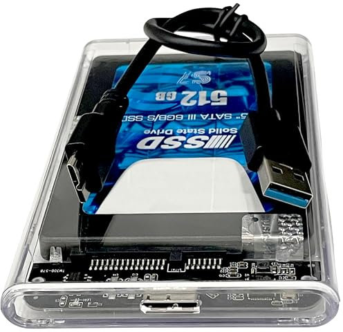 Disco Duro Externo SSD 512 GB 520Mb/s USB 3.0 Alta Velocidad 512GB 2.5 SATA con Carcasa y Cable USB 3.0 Compatible con Todos los Sistemas Operativos Consolas TV PC Desktop Laptops Notebooks 51CH044R