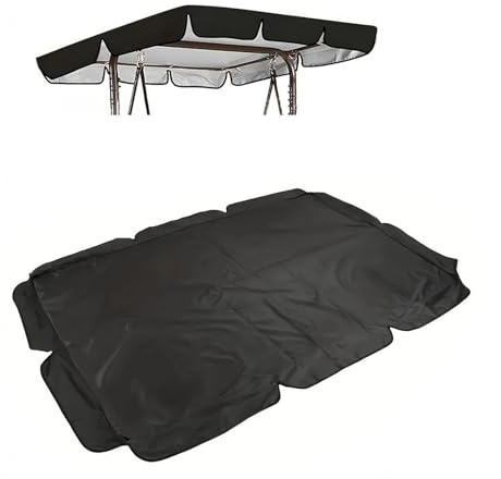 Tela Oxford Recubierta De Plata 600D Toldo Balancin De Jardin Resistente ai Viento Y ai Desgarro Piezas De Repuesto para Toldos,Black-164 * 114 * 15cm