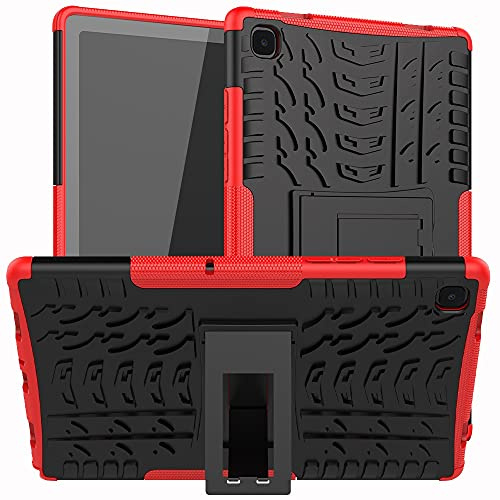 Tablettskydd Tablet Cover For Samsung Galaxy Tab A7 10.4 T500 / T507 T505 Däcktextur Shocksäker TPU + PC Skyddsväska med vikningshandtag(Rosso)