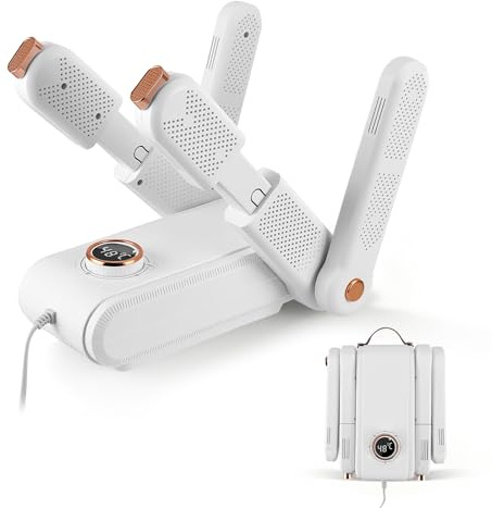 Shoe Dryer for 2 Pairs, Electric Boot Dryer and Warmer with Timer, Portable Folding football Dryer Rack, Shoe Warmer for Boots, Trainers,Gloves, Fast Heating, Overheat Protection