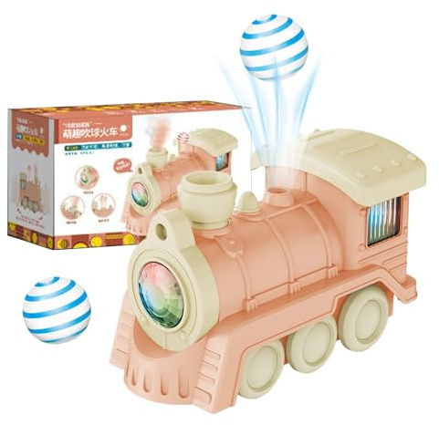 JIEBWCHA Juguete De Tren para Niños Pequeños,Tren de Soplar con Bolas y Equilibrio | Juego Sensorial con Luces Y Sonidos para Cumpleaños Navidad Fiestas Infantiles