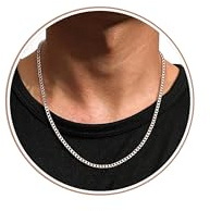 YADOCA Collier Homme Argent, Chaine Homme Argent 925 3mm Chaîne de Collier pour Hommes Chaîne en Argent Hypoallergénique Bijoux pour Hommes Garçon 56cm