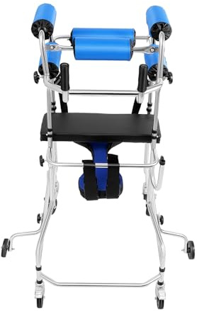 Gångstöd för seniorer, promenadstöd för människor med cerebral pares, 3-i-1 rullstol rullator, bärbar 100 kg justerbar design, hemiplegi rehabilitering stående ram vuxna bärbar walker