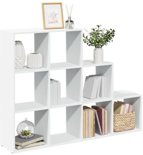 Frdhee Scaffale a gradini, per libreria, divisorio, a 3 livelli, bianco, 137,5 x 29 x 103,5 cm, per soggiorno, camera da letto, ufficio, design moderno, facile da mantenere