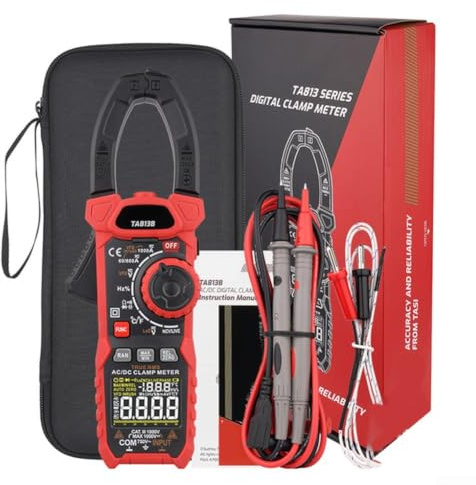 Professionell digital klämmätare 1 000 a AC DC strömspänning motstånd kapacitans testare med stor käke och Ncv larm för elektriker reparationsarbete röd svart