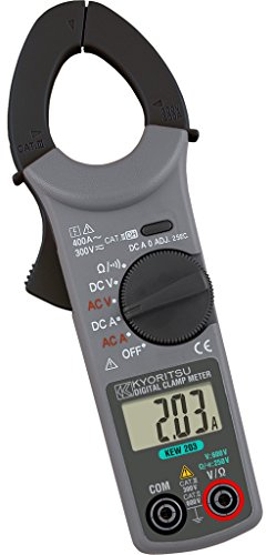 Kyoritsu Kew 203 Pinza amperimétrica digital compacta para la tamaño de corriente AC/DC, tensioni AC/DC, resistencia, continuidad, Gris