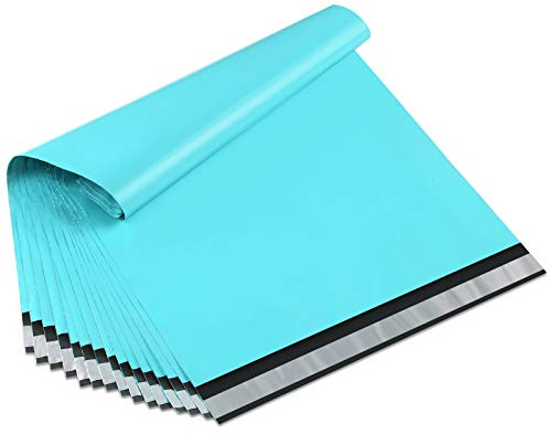 UCGOU Poly Mailers 12x15.5 Inch Teal 100 Pack Medium Shipping Bags #5 Strong Thick Mailing Envelopes Self Sealing Adhesive Waterproof and Tear Proof Boutique Packaging Postal for Clothing