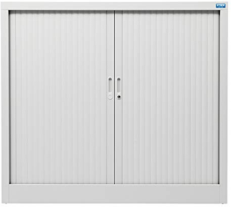 Taureau Basic Armoire de Rangement pour volet Roulant avec 2 étagères galvanisées 1070 x 1200 x 450 mm Gris Clair avec poignées ignifuges, avec verrou de sécurité