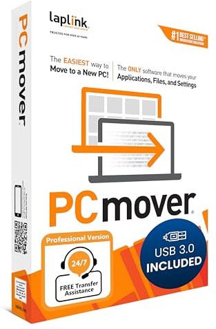 LAPLINK PCmover Professional 11 – Migration Software, für Dateien, Ordner & Programme, 5 Gbps Super Speed USB 3.0 Kabel, Automatisch, 1x Nutzung