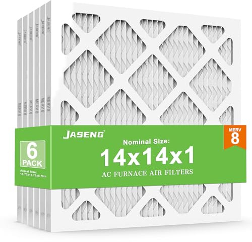 JASENG 14 x 14 x 1 luftfilter, MERV 8, MPR 600, veckad HVAC ugnsfilter (6 st)