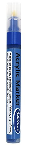 SolaDirect Metallic Blue Permanent Marker Pen, Bullet Tip 2.5 mm Point, Acrylic Paint Based, Multi-Surface, Work on Stone, Wood, Leather, Fabric, Plastic, Rubber, Glass, Cardboard