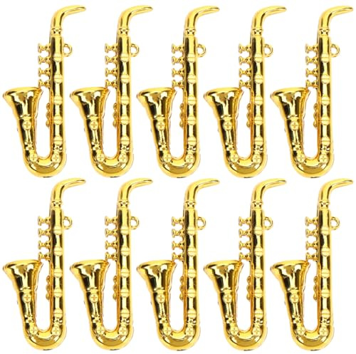 Gadpiparty Lot de 10 mini saxophones - Instrument de musique - Mini saxophone alto - Accessoires - Instruments miniatures pour maison de poupée